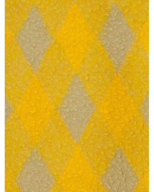 Burberry Yellow Wool Check Mini Skirt