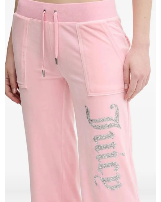 Juicy Couture Pink Rhinestone-Embellished Logo Trousers
