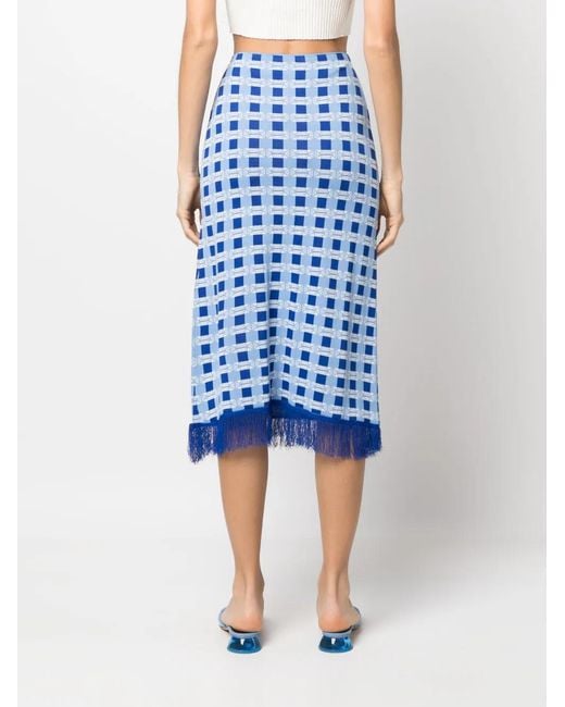Baum und Pferdgarten Blue Check-Pattern Knitted Skirt