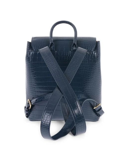 Love Moschino Blue Crocodile-Effect Backpack