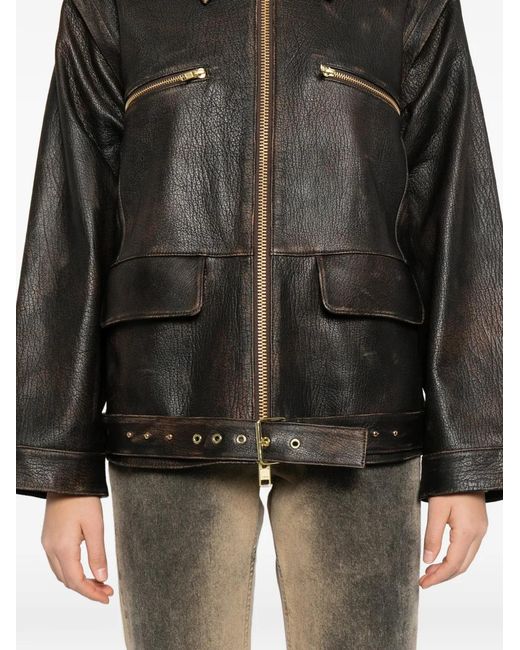 Cynthia Rowley Black Belted Leather Jacket