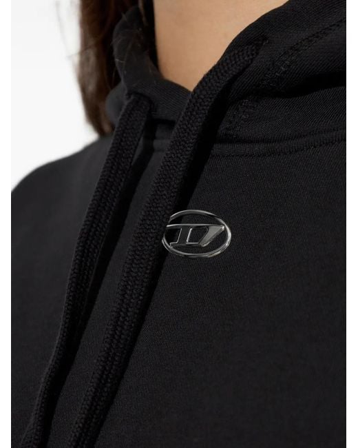 DIESEL Blue F-Buxt-Hood-Ood Logo-Plaque Drawstring Hoodie