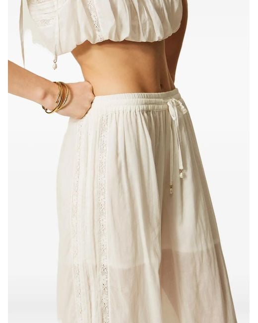 Twinset White Muslin Trousers With Lace