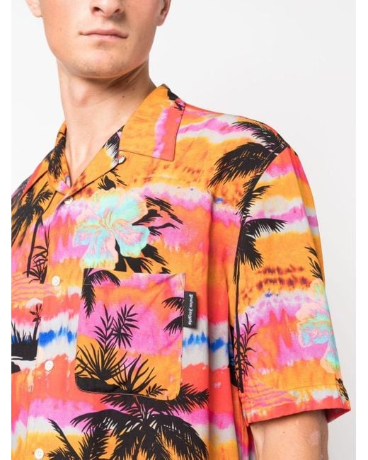 Camisa con motivo de palmeras Palm Angels de hombre de color Pink