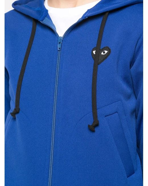 COMME DES GARÇONS PLAY Blue Drawstring Zip Hoodie