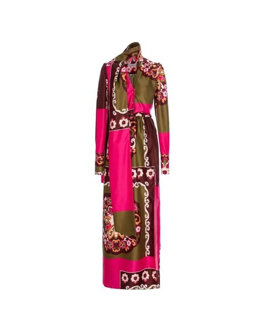 CuAnna Red Floral-Print Silk-Satin Dress