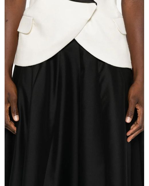 Alberta Ferretti Black Flared Midi Skirt