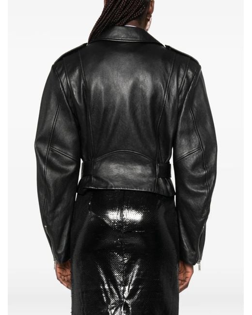 Chaqueta Biker De Piel De Borrego Con Cremallera Saint Laurent de color Black