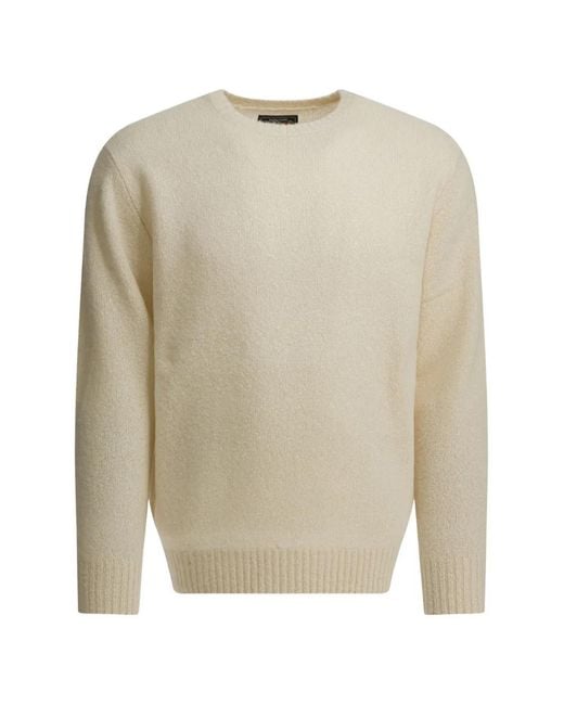 Beams Plus White Crew-Neck Sweater for men