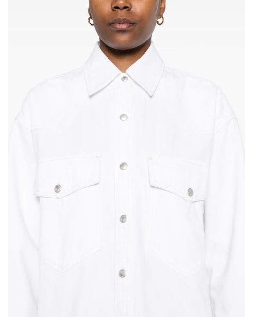 Agolde White Press-Stud Shirt
