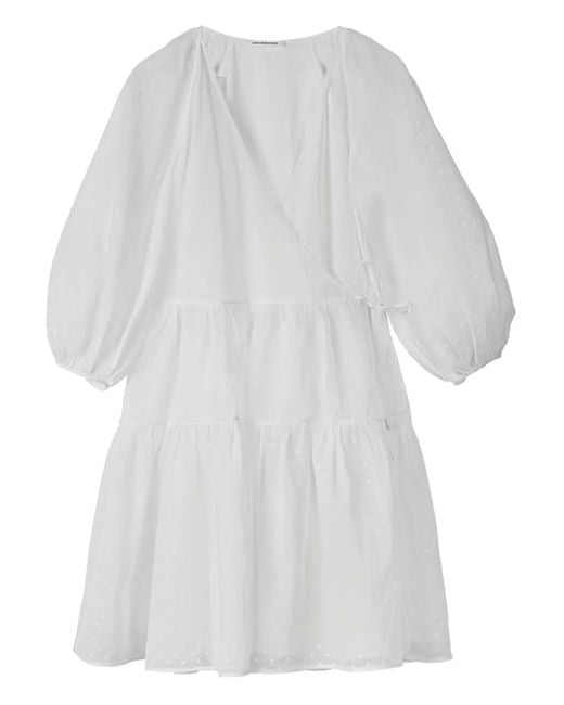 CECILIE BAHNSEN White Mirabelle Kleid in Wickeloptik