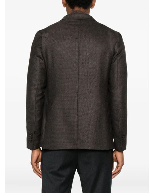 Tagliatore Black Buttoned Patch Pocket Jacket for men