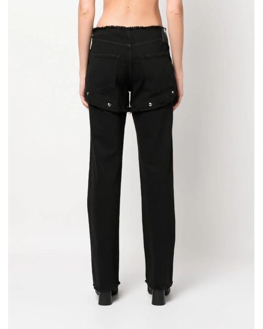 1017 ALYX 9SM Black Snap Off Frayed Straight-Leg Jeans