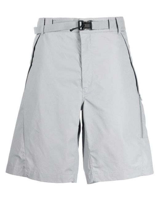 C P Company Gray Metropolis Series Belted Cotton Shorts for men