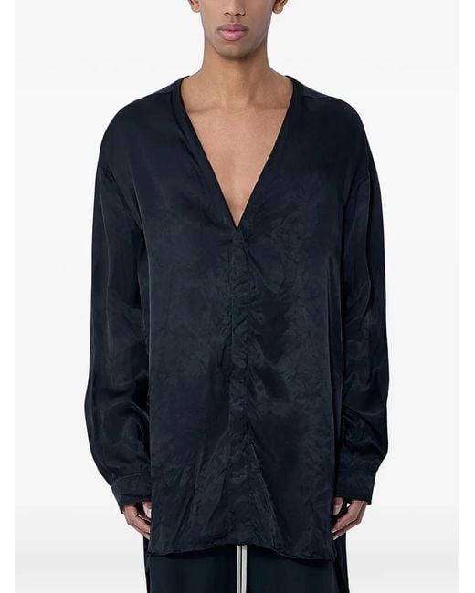 Rick Owens Blue V-Neck Shirt for men