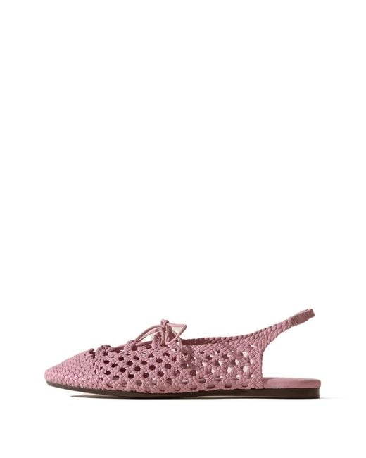 Hereu Pink Sardana Lace-Up Woven Pumps