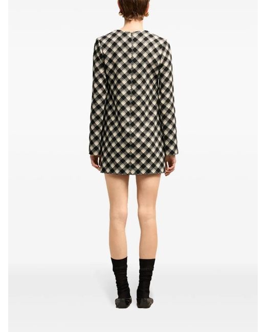 AMI Black Check-Pattern Mini-Dress