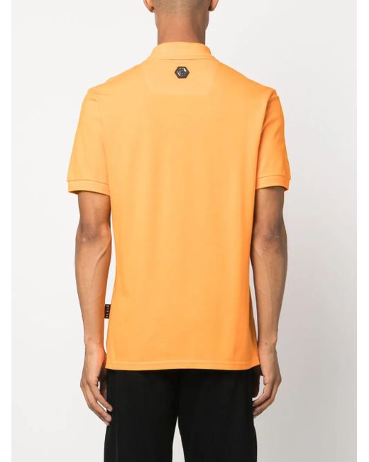 Philipp Plein Yellow Polo À Imprimé Tête De Mort for men