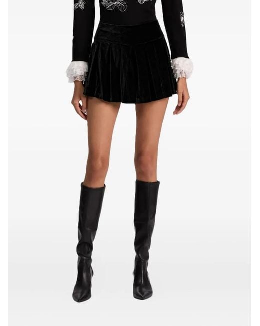 Alice + Olivia Black Emilie Pleated Mini Skirt