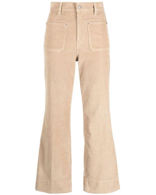 Haikure Cropped Corduroy Trousers in Natural | Lyst