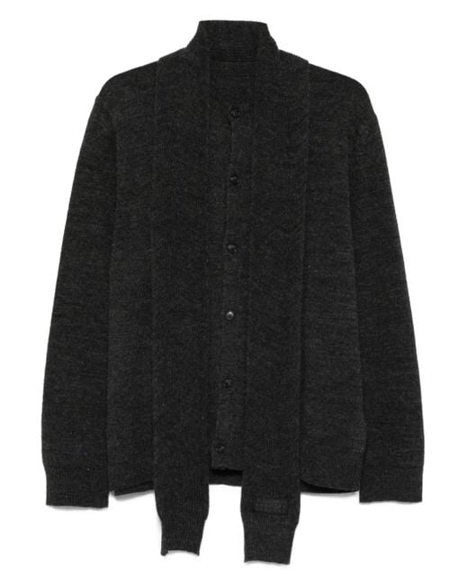 MM6 by Maison Martin Margiela Black Buttoned Tie-Neck Cardigan