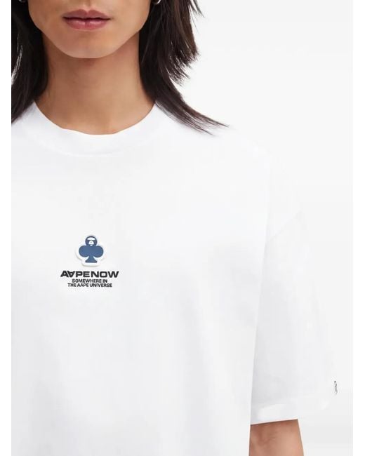 Aape By A Bathing Ape White Logo-Print Short-Sleeve T-Shirt for men