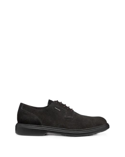 Geox Black Suede Lace-Up Sneakers for men