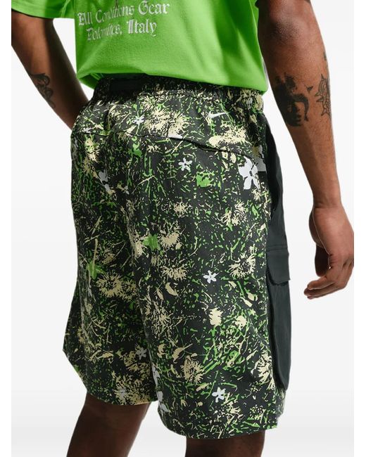 Nike Green Smith Summit Floral-Print Cargo Shorts for men