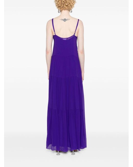 Max Mara Purple Jago Semi-sheer Silk Maxi Dress