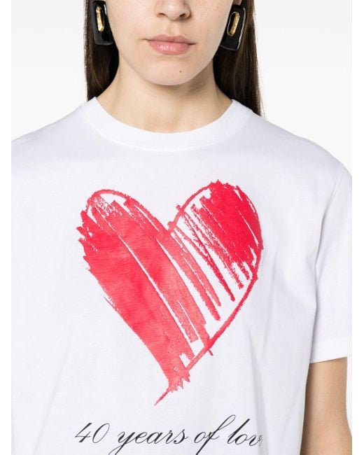 Moschino T-shirt Met Hartprint in het White