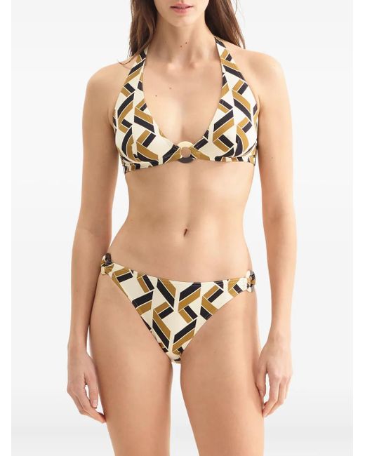Eres Metallic Dimension Geometric-Print Triangle Bikini Top