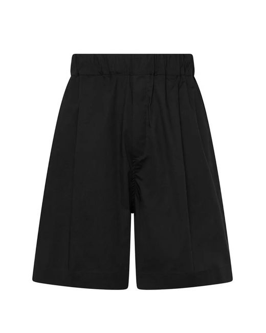 Laneus Black Elasticated-Waistband Patch-Pocket Shorts for men