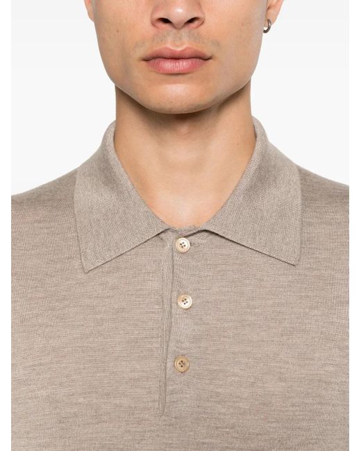 Brioni White Fine-Knit Polo Shirt for men