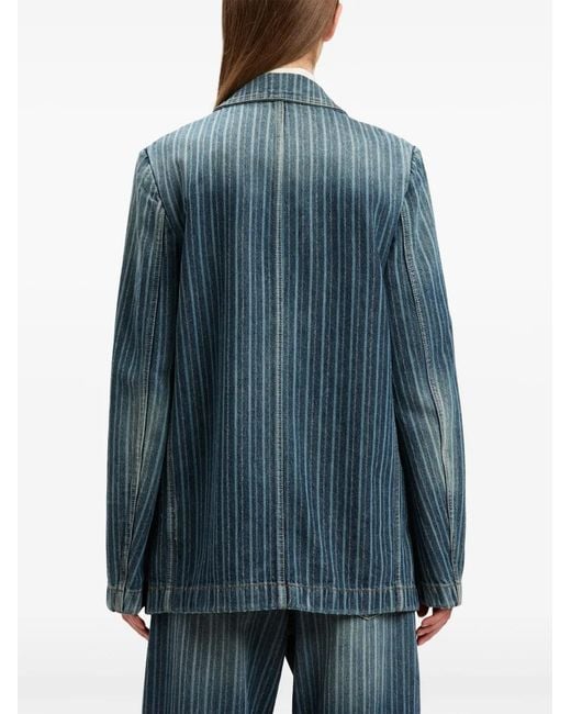 Palm Angels Blue Laser Pinstripe Denim Blazer Light