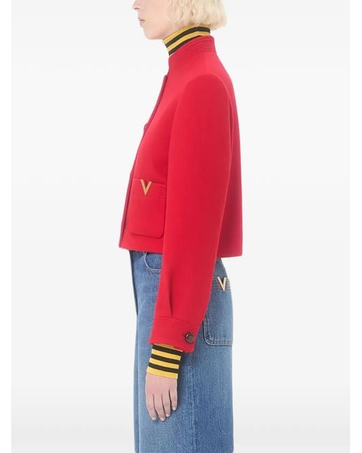 Valentino Garavani Red Drill Double Caban Jacket