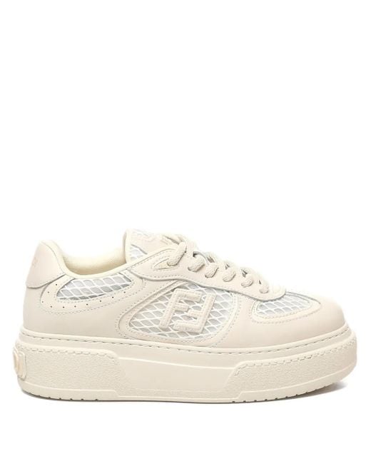 Fendi Natural Match Logo-Plaque Low-Top Sneakers