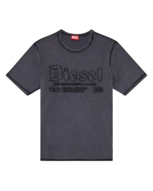 DIESEL Blue T-rawjust Logo-embroidered T-shirt for men