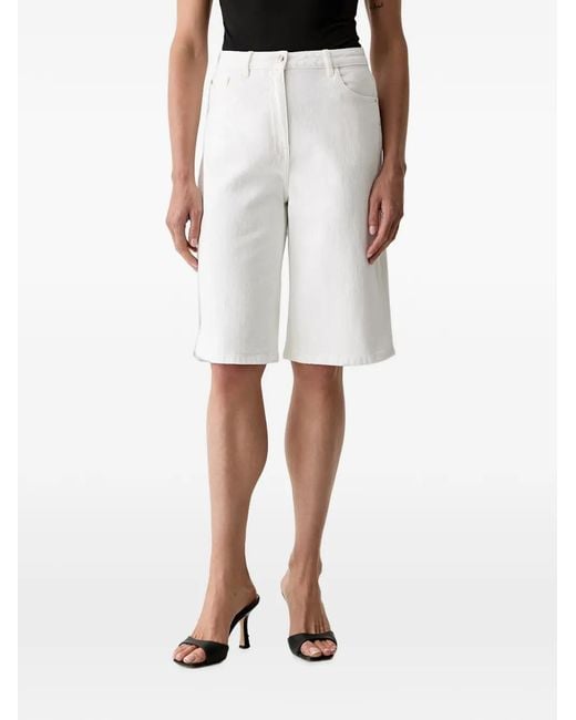 Morgan White Straight-Leg Denim Shorts