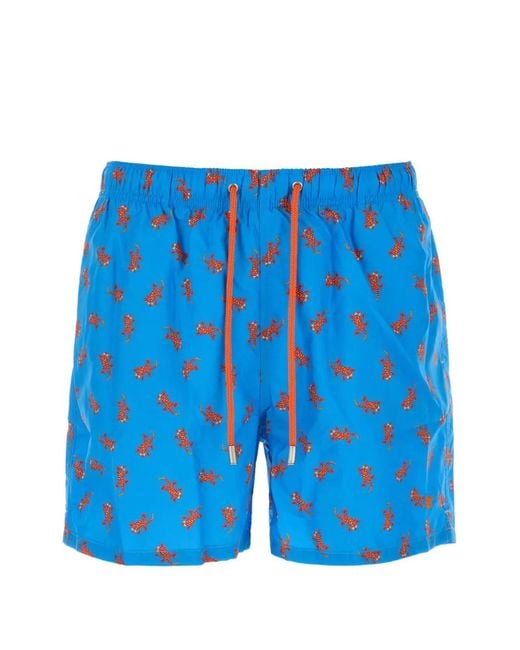 Gallo Blue Drawstring Printed Swim Shorts for men