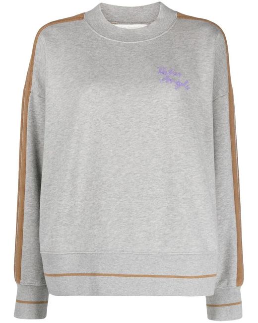 Palm Angels Gray Angels Logo-Embroidered Sweatshirt