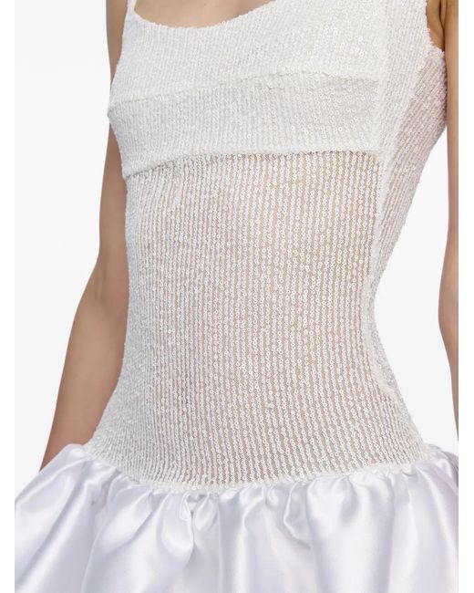 Atu Body Couture White Corset-Detail Flared Midi Gown