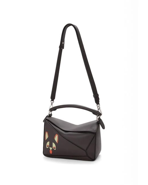 Loewe Black Small Puzzle Futurist Cat Tote Bag