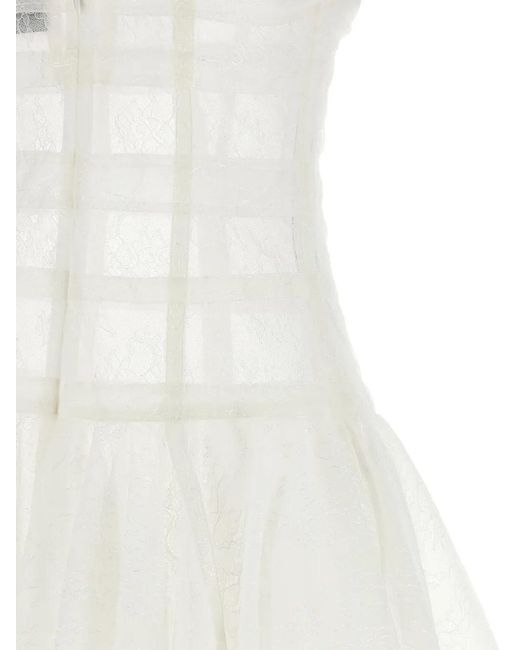 Giovanni bedin White Chantilly Lace Bustier Mini Dress