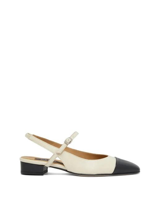 CAREL PARIS Metallic Cap-Toe Slingback Flats Pumps