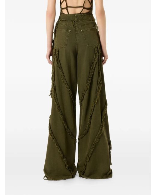 Blumarine Green Frayed Jeans