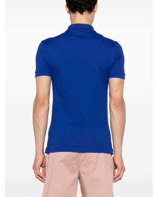 Lacoste Blue Logo-patch Cotton Polo Shirt for men