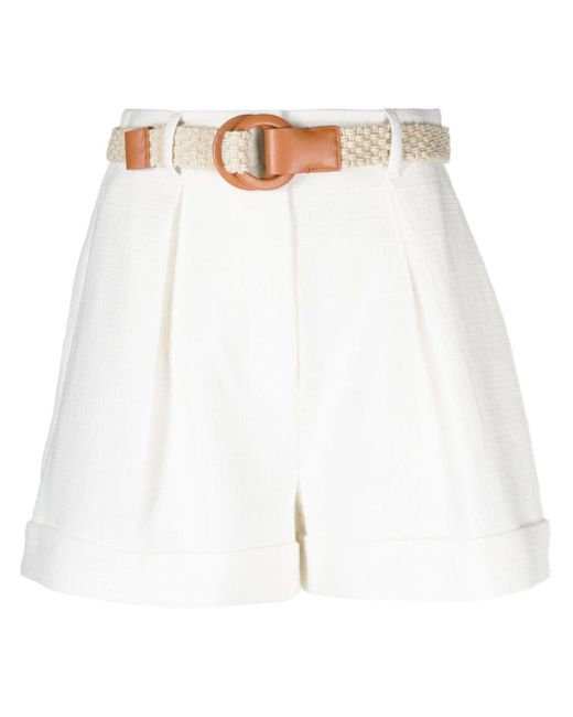 Zimmermann White August Belted Cotton Shorts