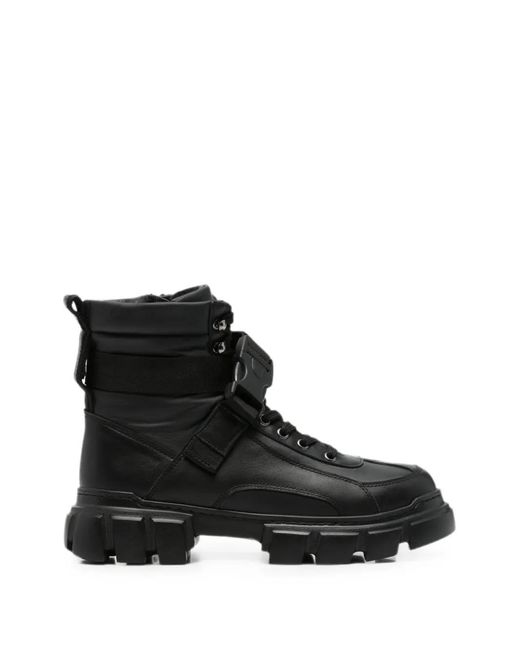 SERGIO MORETTI FIRENZE Black Buckle-Fastening Panelled Ankle Boots