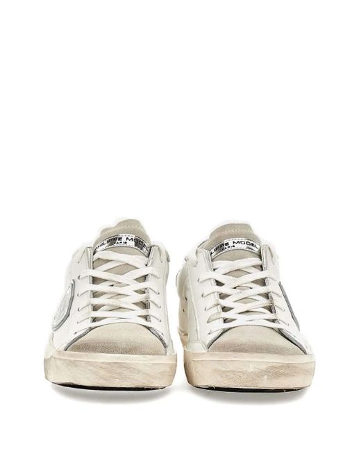 Philippe Model White Suede Panelled Sneakers