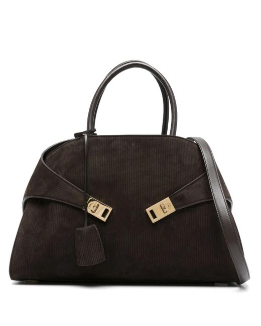 Ferragamo Black Tote Bag aus Cord